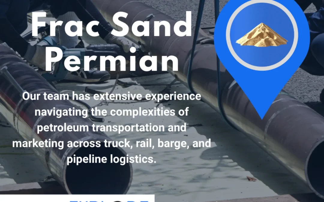 Explore Group sand logistics graphic showing hopper trailers with a last-mile logistics message for dependable equipment and experienced dispatch, coordination, and operations teams.